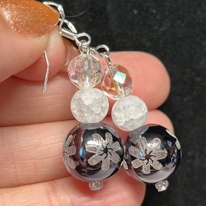 Black silver and clear colored CHRISTMAS earrings NEW